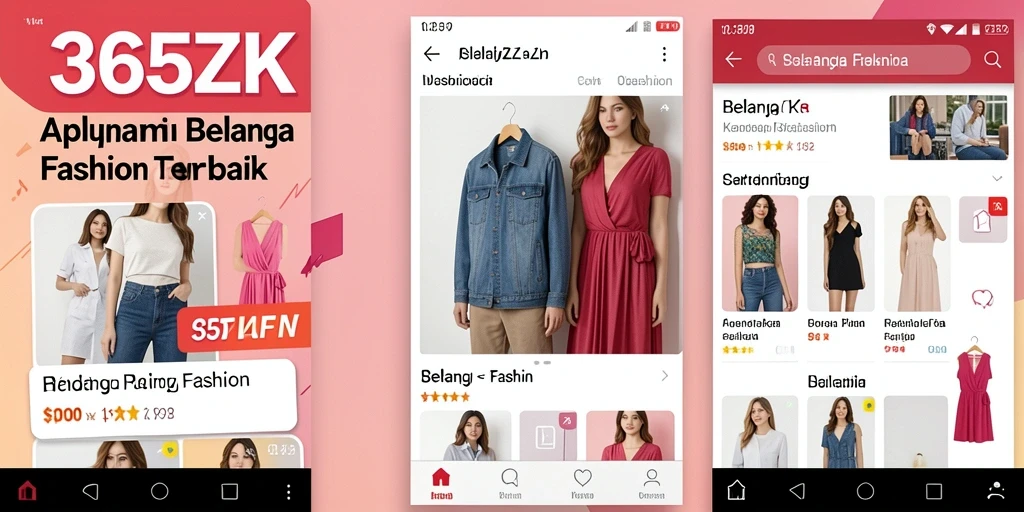 Tampilan antarmuka aplikasi 365ZK dengan koleksi fashion terbaru.