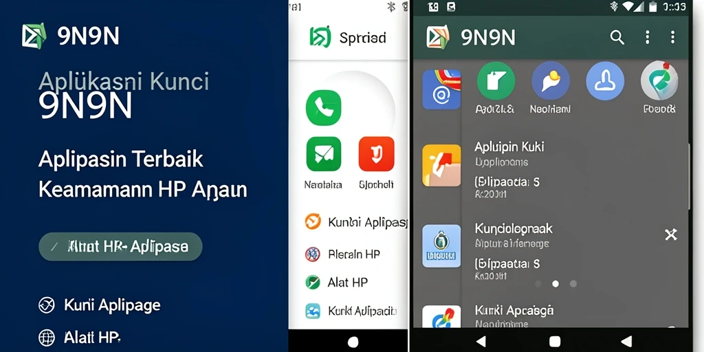 Antarmuka aplikasi 9N9N dengan fitur kunci aplikasi yang mudah diakses.