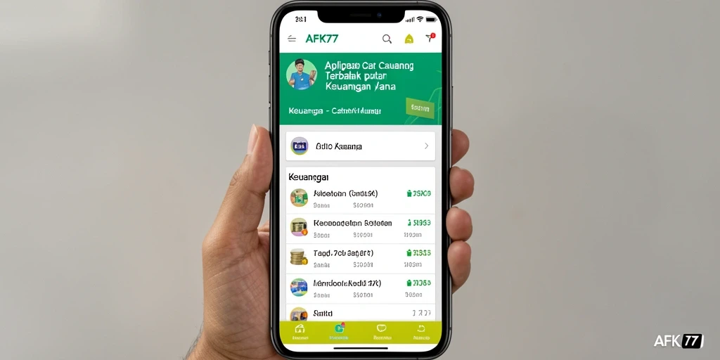 Antarmuka aplikasi AFK77 yang memudahkan pengelolaan Catatan Keuangan.