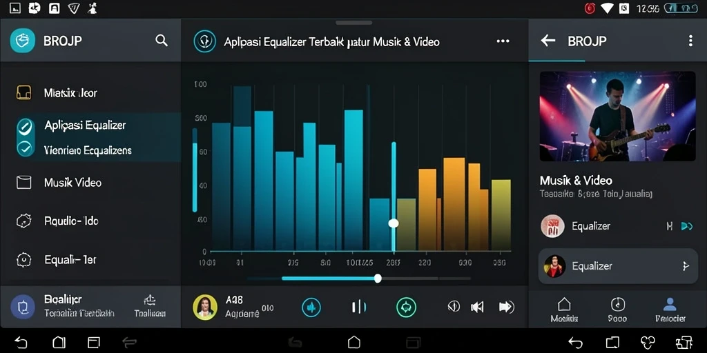 Tampilan antarmuka aplikasi Equalizer BROJP yang menarik dan fungsional.