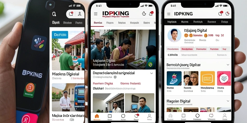 Antarmuka aplikasi IDPKING menampilkan berbagai kategori berita dan majalah.
