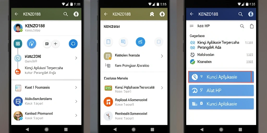 Tampilan utama aplikasi KENZO188 dengan opsi penguncian aplikasi.