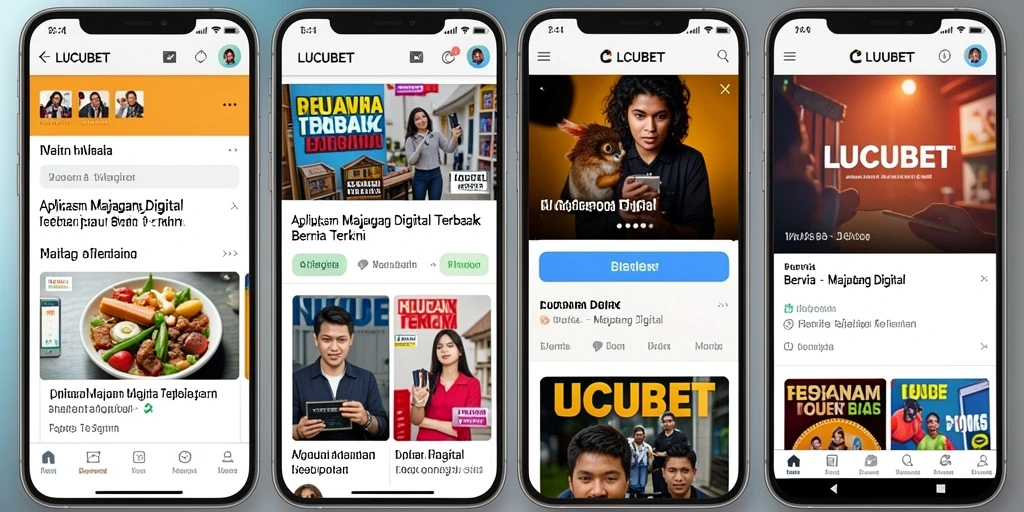 Antarmuka LUCUBET yang menarik dan user-friendly untuk berita digital.