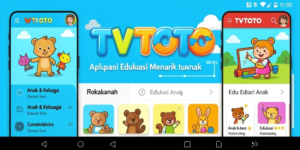 Antarmuka aplikasi TVTOTO yang menarik dan ramah anak.